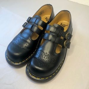Dr Martens AW004 Mary Jane Double Buckle Black Leather Shoes Womens Sz 8